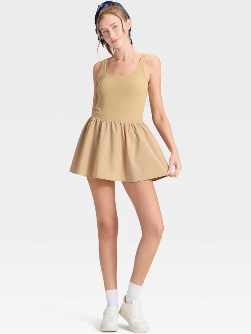 JoyLab Tan Tank Skater Romper Size M Women